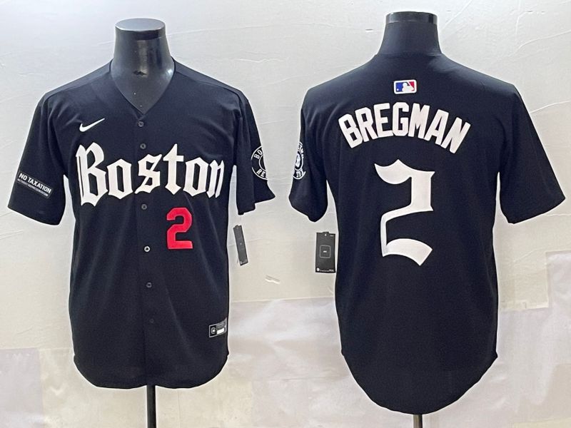 Men 2025 Boston Red Sox #2 Bregman Black Five generations Joint Name Nike MLB Jersey style 5->boston red sox->MLB Jersey